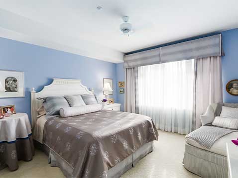 Bright blue bedroom